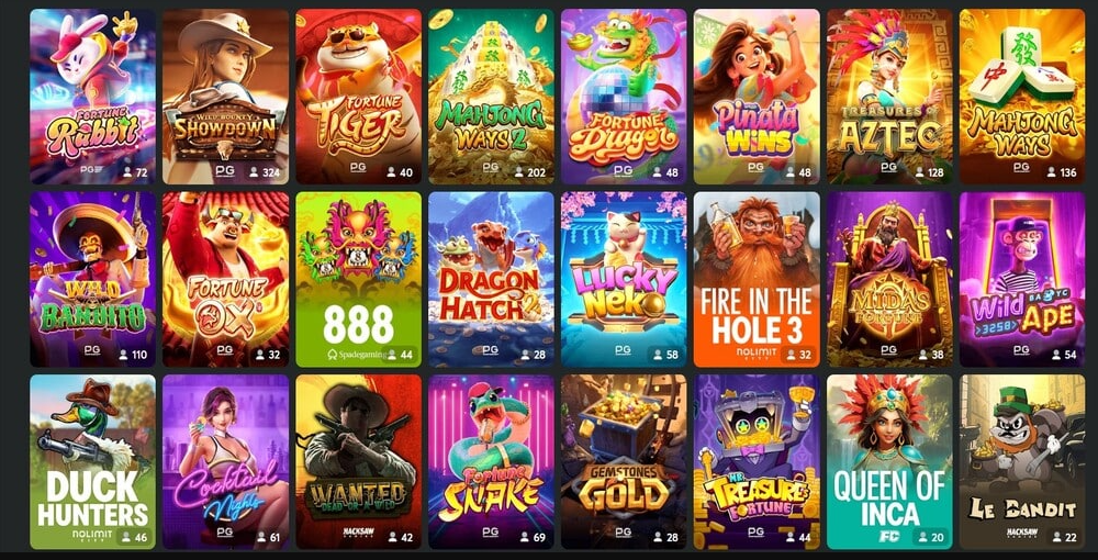 Variedade de Jogos e Fornecedores